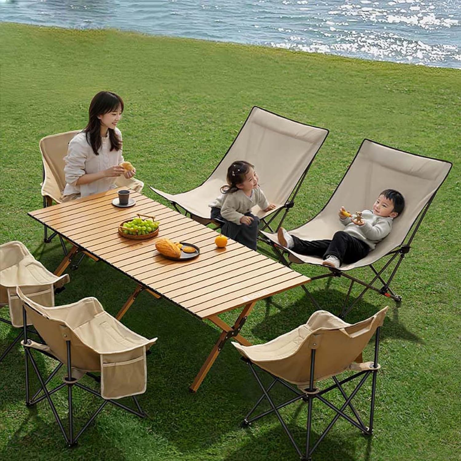 ウッドピクニックテーブル&チェアセット アウトドアテーブル& 4人用